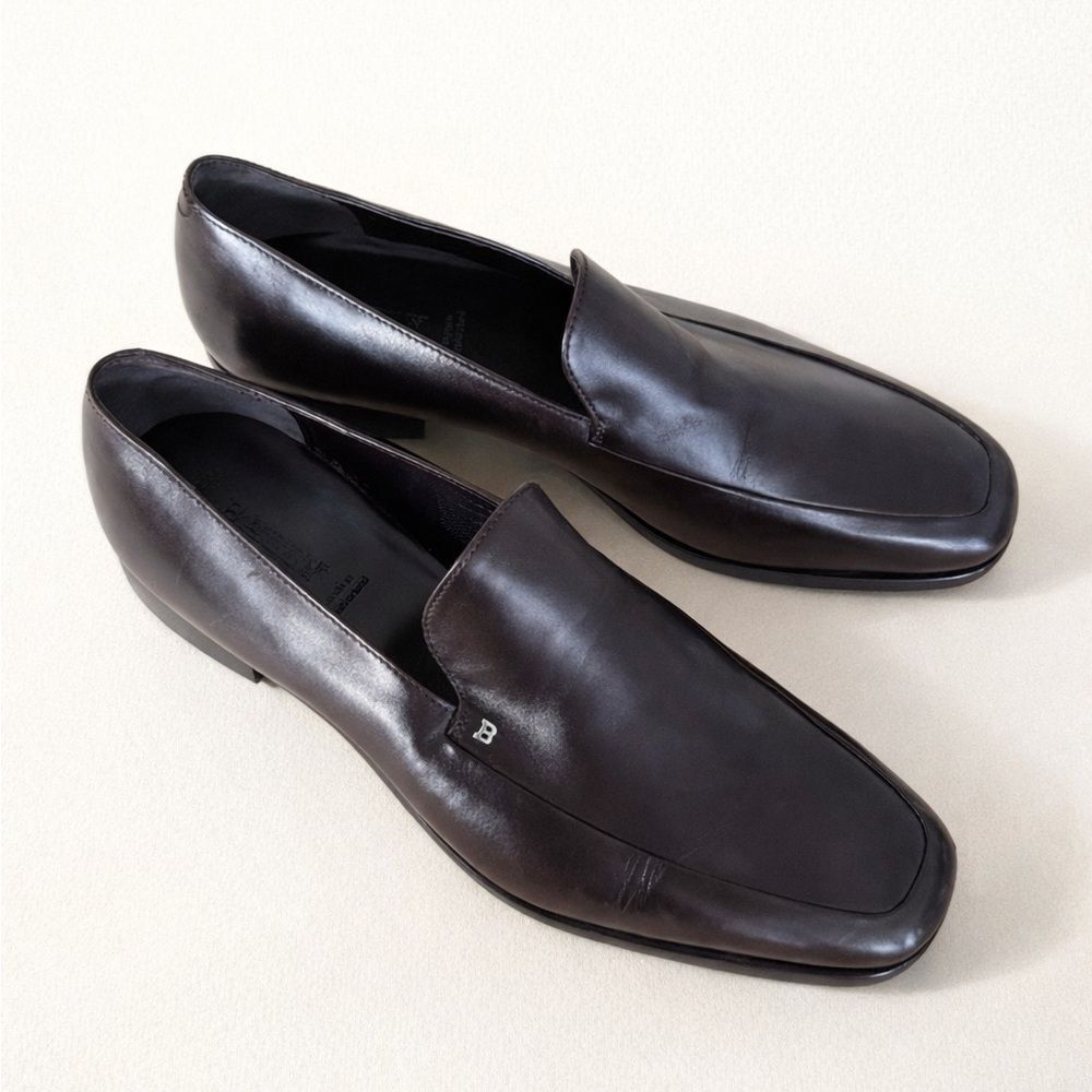 Bally Men’s Swiss Made Leather Apron Toe Loafers 8.5 – Dark Brown